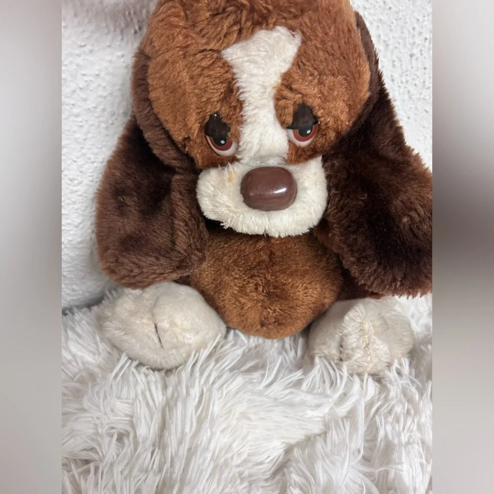 Russ Brown and Cream Plush Baxter Puppy Dog Stuffed Animal Puppet Vintage